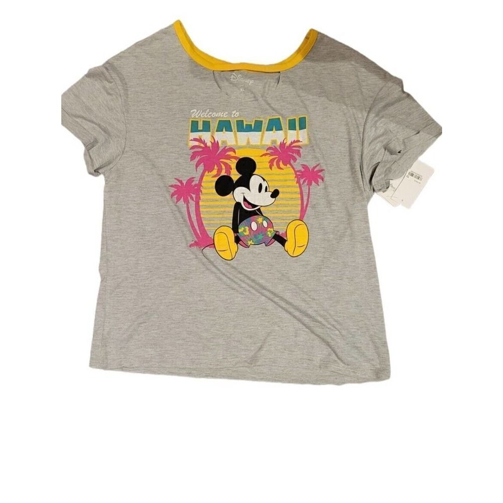 Disney Juniors Mickey Mouse Graphic T-Shirt Gray Hawaii Size XL